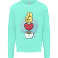 Peace Love Coffee Mens Sweatshirt Jumper Peppermint
