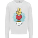 Peace Love Coffee Mens Sweatshirt Jumper White