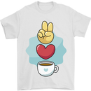Peace Love Coffee Mens T-Shirt 100% Cotton White