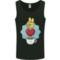 Peace Love Coffee Mens Vest Tank Top Black