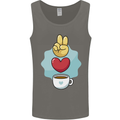 Peace Love Coffee Mens Vest Tank Top Charcoal