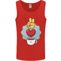 Peace Love Coffee Mens Vest Tank Top Red