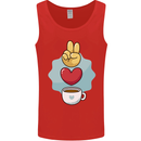 Peace Love Coffee Mens Vest Tank Top Red