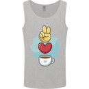 Peace Love Coffee Mens Vest Tank Top Sports Grey