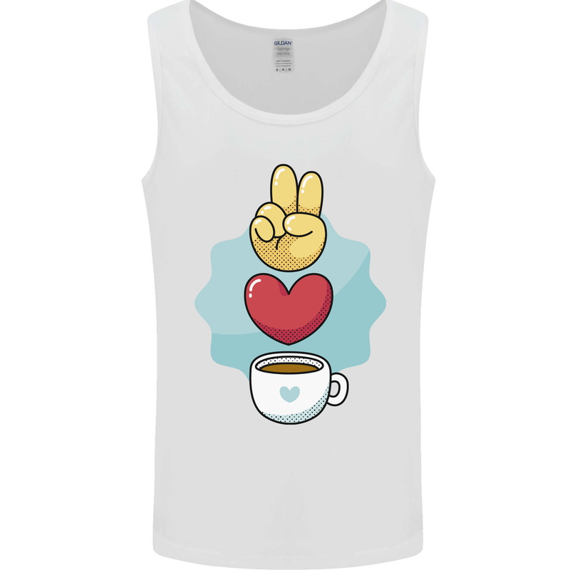 Peace Love Coffee Mens Vest Tank Top White