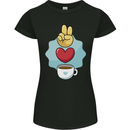 Peace Love Coffee Womens Petite Cut T-Shirt Black