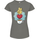 Peace Love Coffee Womens Petite Cut T-Shirt Charcoal