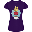Peace Love Coffee Womens Petite Cut T-Shirt Purple