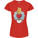 Peace Love Coffee Womens Petite Cut T-Shirt Red