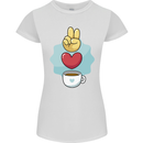 Peace Love Coffee Womens Petite Cut T-Shirt White