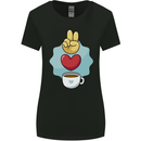 Peace Love Coffee Womens Wider Cut T-Shirt Black