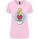 Peace Love Coffee Womens Wider Cut T-Shirt Light Pink