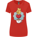 Peace Love Coffee Womens Wider Cut T-Shirt Red