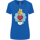 Peace Love Coffee Womens Wider Cut T-Shirt Royal Blue