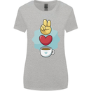 Peace Love Coffee Womens Wider Cut T-Shirt Sports Grey