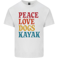 Peace Love Dogs Kayaking Funny Kayak Mens Cotton T-Shirt Tee Top White