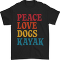 Peace Love Dogs Kayaking Funny Kayak Mens T-Shirt 100% Cotton Black