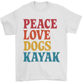 Peace Love Dogs Kayaking Funny Kayak Mens T-Shirt 100% Cotton White