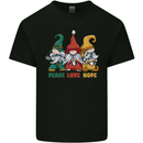 Peace Love Hope 3 Gnomes Kids T-Shirt Childrens Black