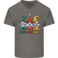 Peace Love Hope 3 Gnomes Mens V-Neck Cotton T-Shirt Charcoal