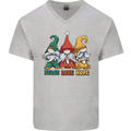 Peace Love Hope 3 Gnomes Mens V-Neck Cotton T-Shirt Sports Grey