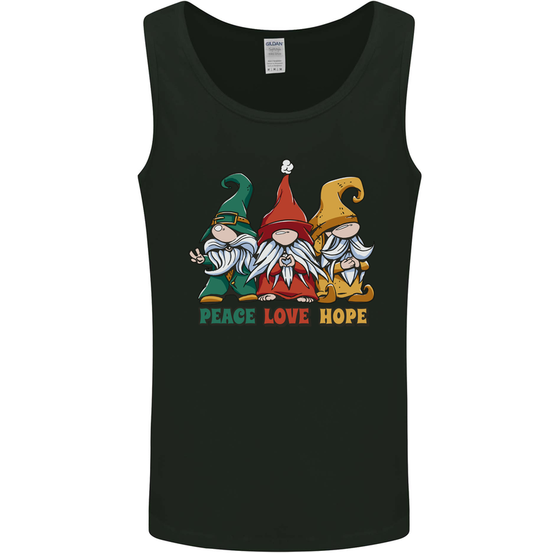Peace Love Hope 3 Gnomes Mens Vest Tank Top Black