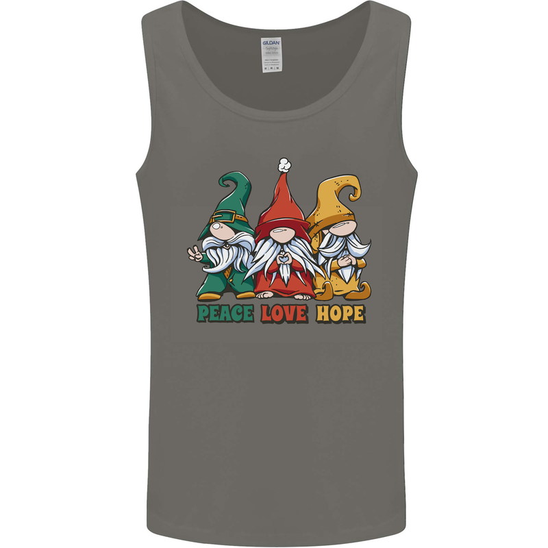 Peace Love Hope 3 Gnomes Mens Vest Tank Top Charcoal