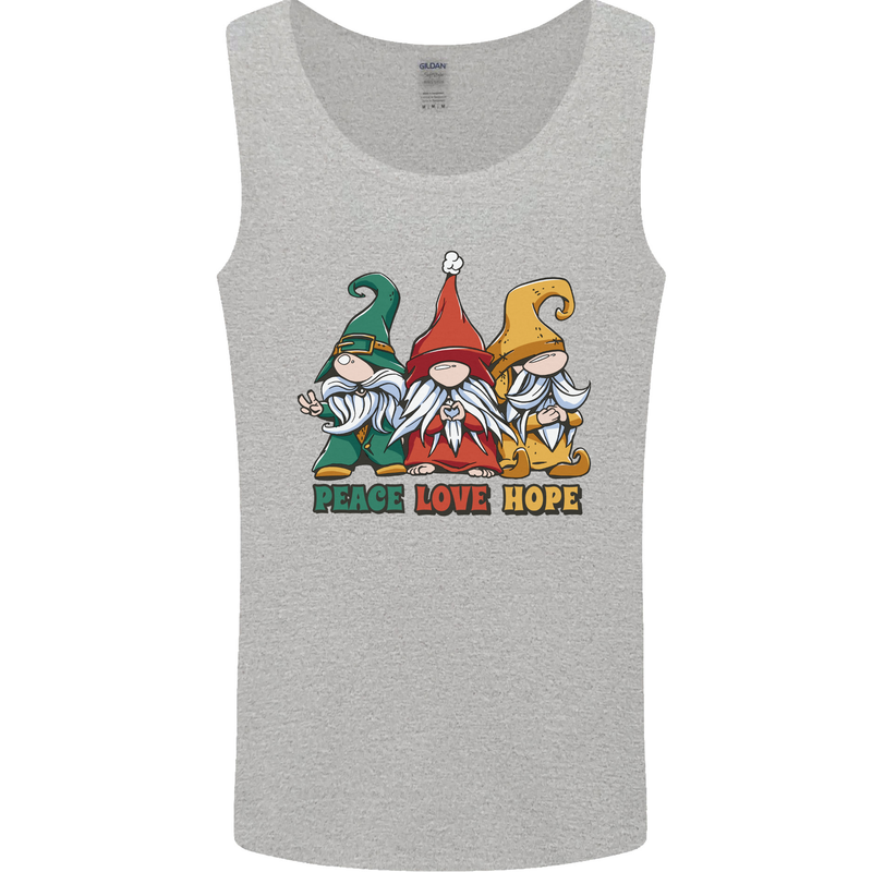 Peace Love Hope 3 Gnomes Mens Vest Tank Top Sports Grey