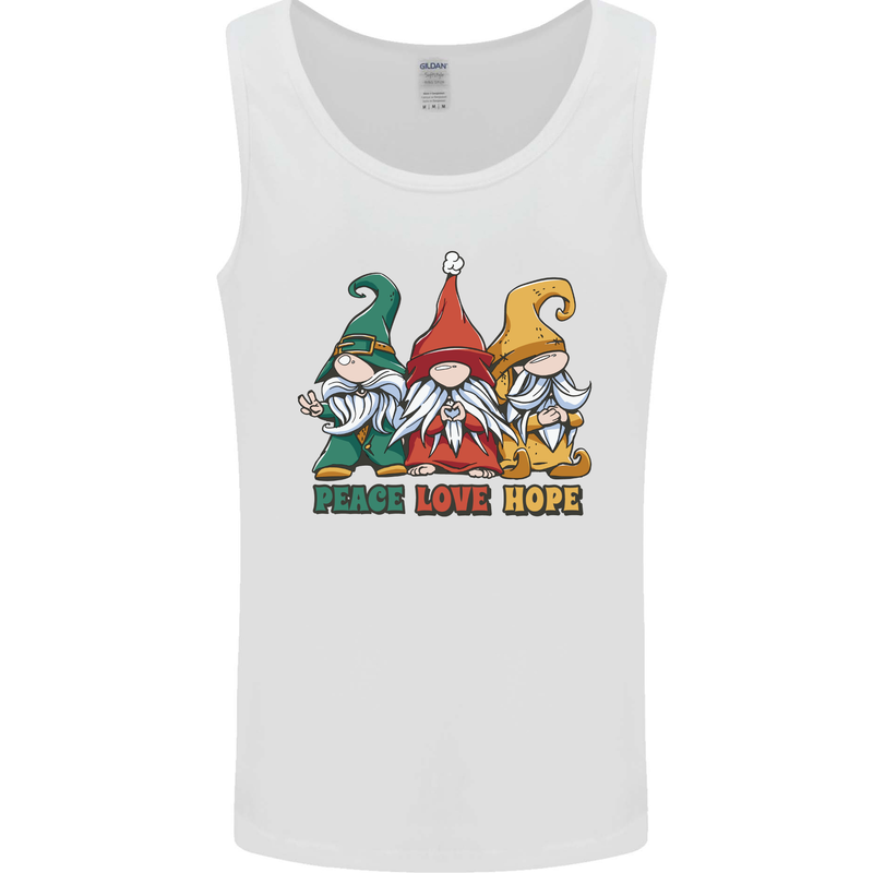 Peace Love Hope 3 Gnomes Mens Vest Tank Top White