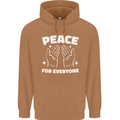 Peace for Everyone Anti-War Love Freedom Mens 80% Cotton Hoodie Caramel Latte