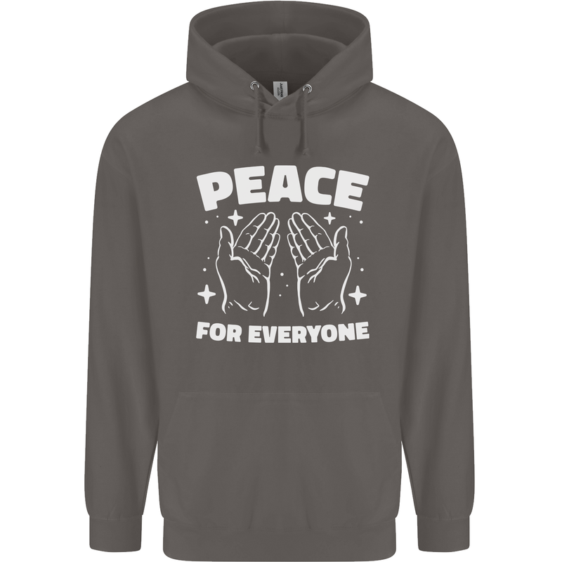Peace for Everyone Anti-War Love Freedom Mens 80% Cotton Hoodie Charcoal