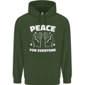Peace for Everyone Anti-War Love Freedom Mens 80% Cotton Hoodie Forest Green