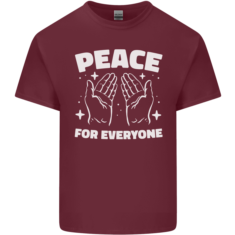 Peace for Everyone Anti-War Love Freedom Mens Cotton T-Shirt Tee Top Maroon