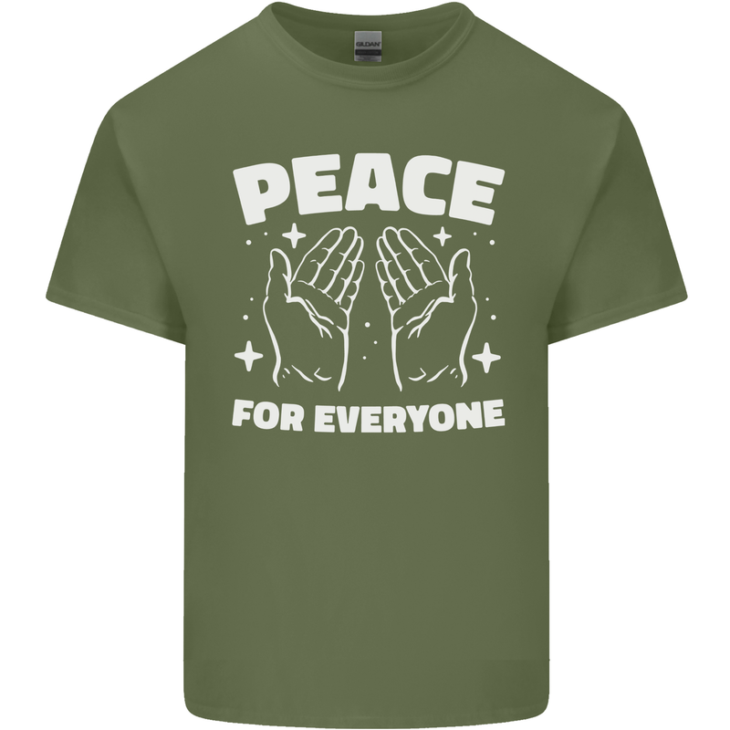 Peace for Everyone Anti-War Love Freedom Mens Cotton T-Shirt Tee Top Military Green