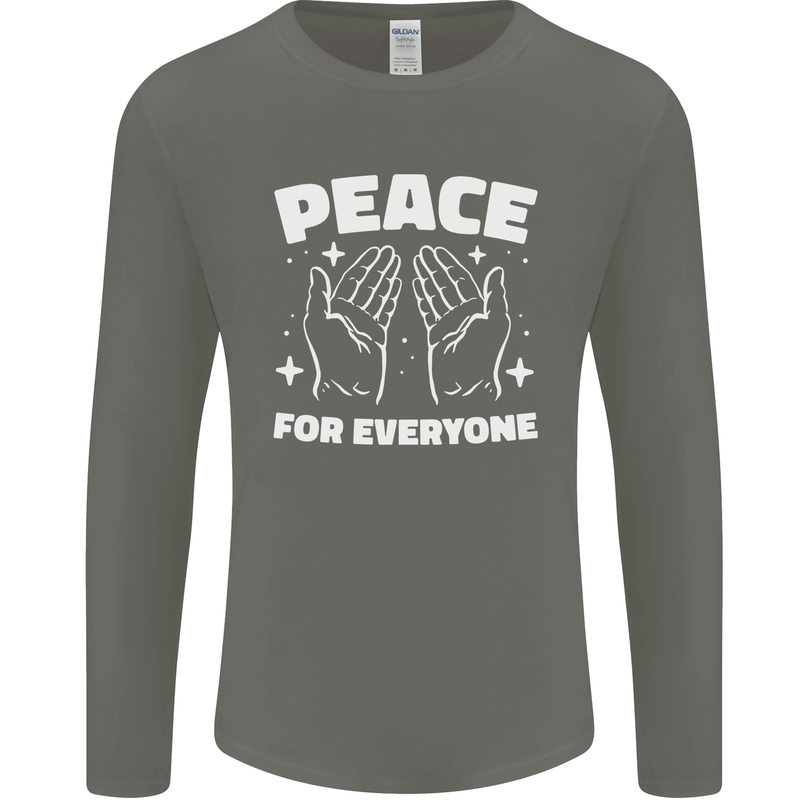 Peace for Everyone Anti-War Love Freedom Mens Long Sleeve T-Shirt Charcoal