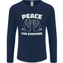 Peace for Everyone Anti-War Love Freedom Mens Long Sleeve T-Shirt Navy Blue