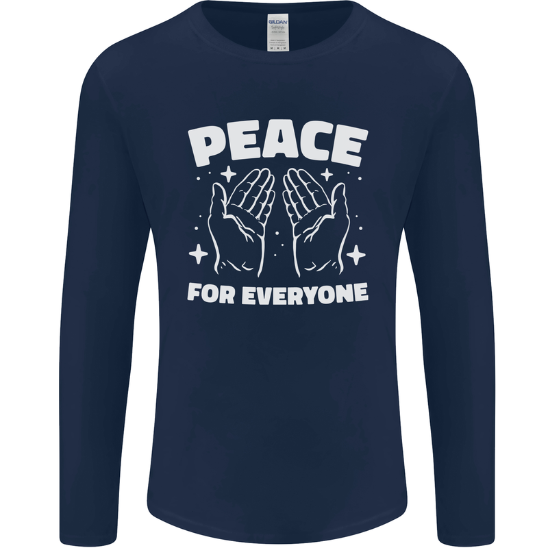 Peace for Everyone Anti-War Love Freedom Mens Long Sleeve T-Shirt Navy Blue