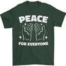 Peace for Everyone Anti-War Love Freedom Mens T-Shirt 100% Cotton Forest Green