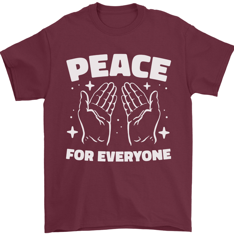 Peace for Everyone Anti-War Love Freedom Mens T-Shirt 100% Cotton Maroon