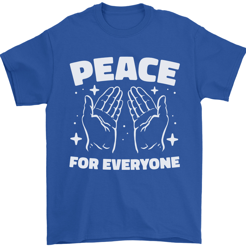 Peace for Everyone Anti-War Love Freedom Mens T-Shirt 100% Cotton Royal Blue