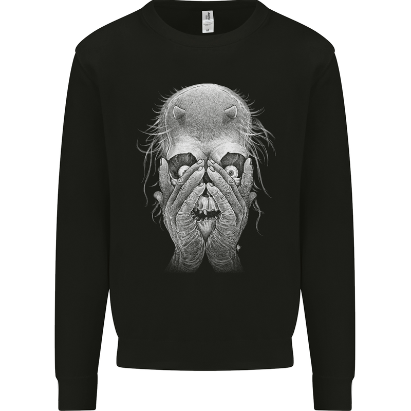 Peekaboo Demon Devil Skull Mens Sweatshirt Jumper Black