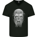 Peekaboo Demon Devil Skull Mens V-Neck Cotton T-Shirt Black
