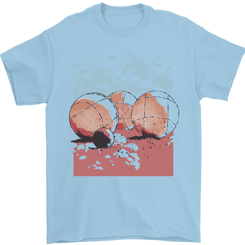 Petanque Balls Boules Bowls Mens T-Shirt 100% Cotton Light Blue