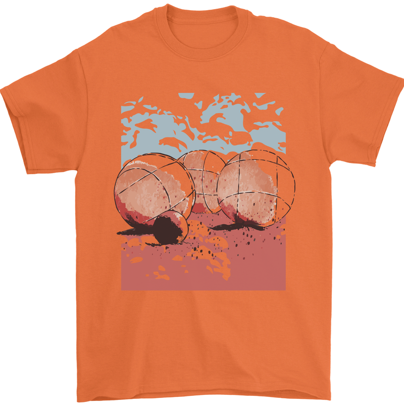 Petanque Balls Boules Bowls Mens T-Shirt 100% Cotton Orange