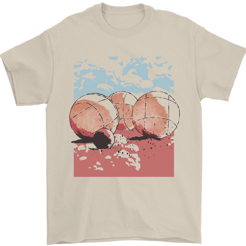 Petanque Balls Boules Bowls Mens T-Shirt 100% Cotton Sand