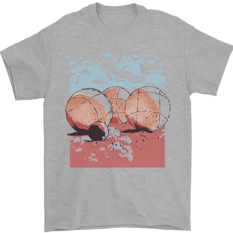 Petanque Balls Boules Bowls Mens T-Shirt 100% Cotton Sports Grey