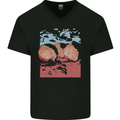 Petanque Balls Boules Bowls Mens V-Neck Cotton T-Shirt Black