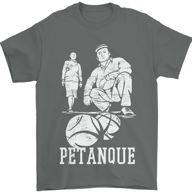 Petanque Players Boules Bowls Mens T-Shirt 100% Cotton Charcoal