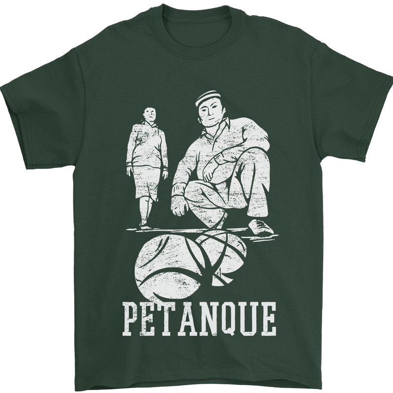 Petanque Players Boules Bowls Mens T-Shirt 100% Cotton Forest Green