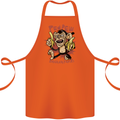 Pew Pew Bananafakas Bananas Monkey Cotton Apron 100% Organic Orange